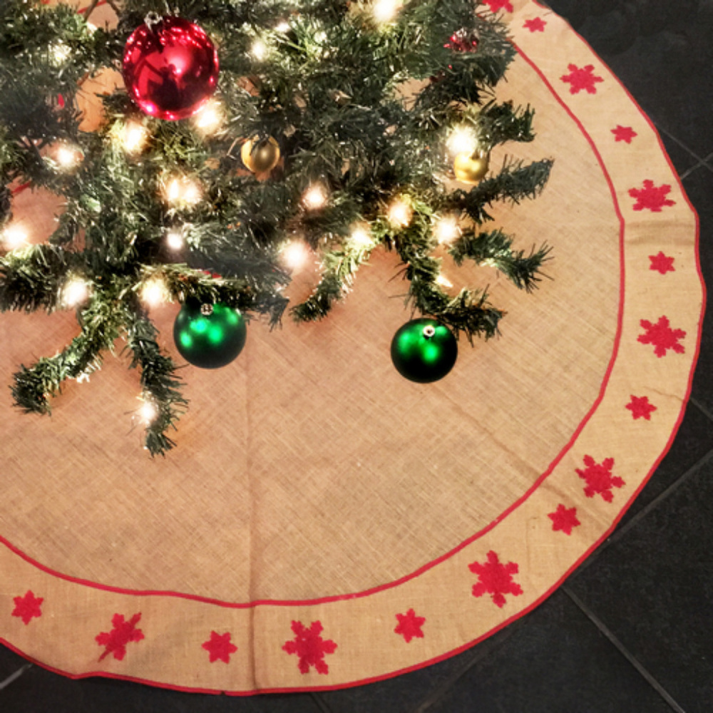 54" Round Holiday Tree Skirt Rustic Burlap Xmas LG